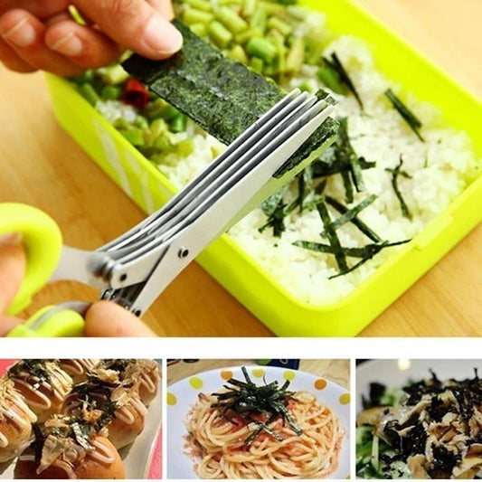 Muti-Layers Kitchen Scissors Stainless Steel Vegetable Cutter Scallion Herb Laver Spices