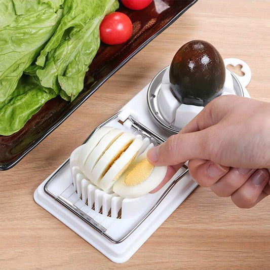 Multifunctional PP Base egg cutter 2-in-1 stainless steel wire pull egg cutter