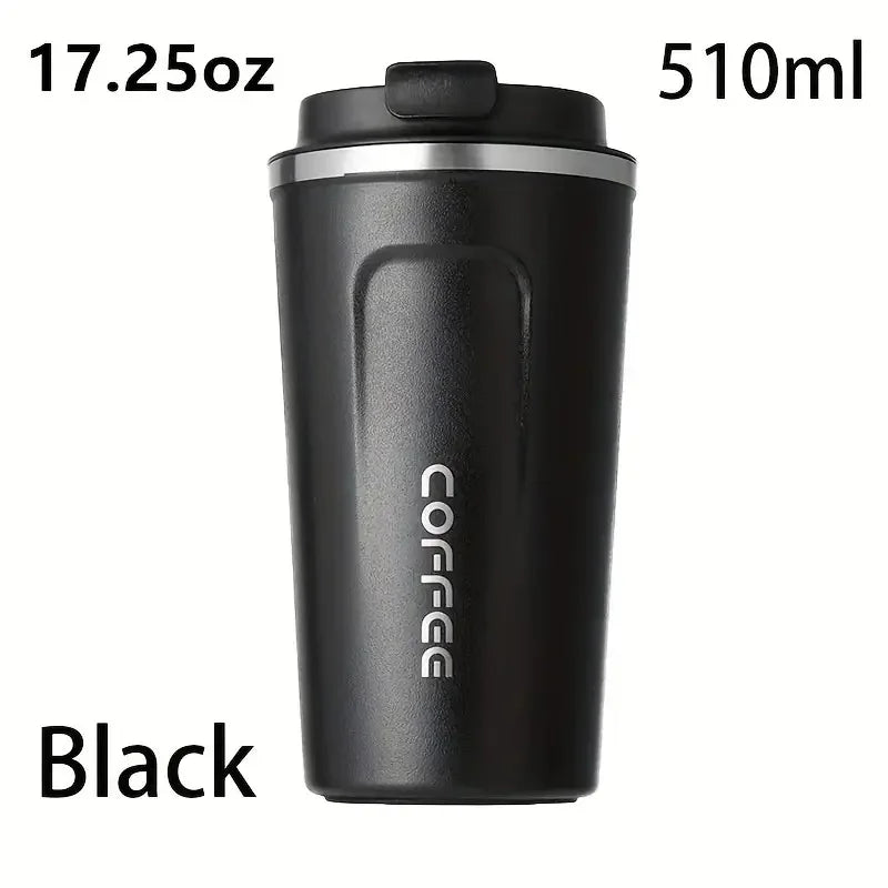 Coffee travel cup, leak proof stainless steel reusable thermos, matte surface