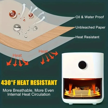 50pcs 8in Square Air Fryer Parchment Liners - Non-Stick Food Grade, Fit 5-8QT Basket