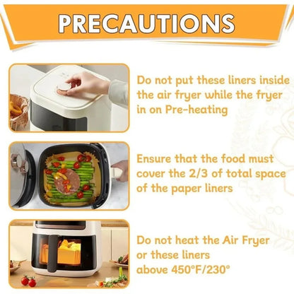 50pcs 8in Square Air Fryer Parchment Liners - Non-Stick Food Grade, Fit 5-8QT Basket