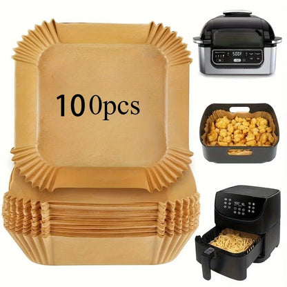 50pcs 8in Square Air Fryer Parchment Liners - Non-Stick Food Grade, Fit 5-8QT Basket
