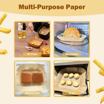 50pcs 8in Square Air Fryer Parchment Liners - Non-Stick Food Grade, Fit 5-8QT Basket