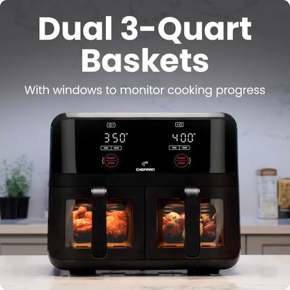 6 Quart Dual Basket Air Fryer Oven
