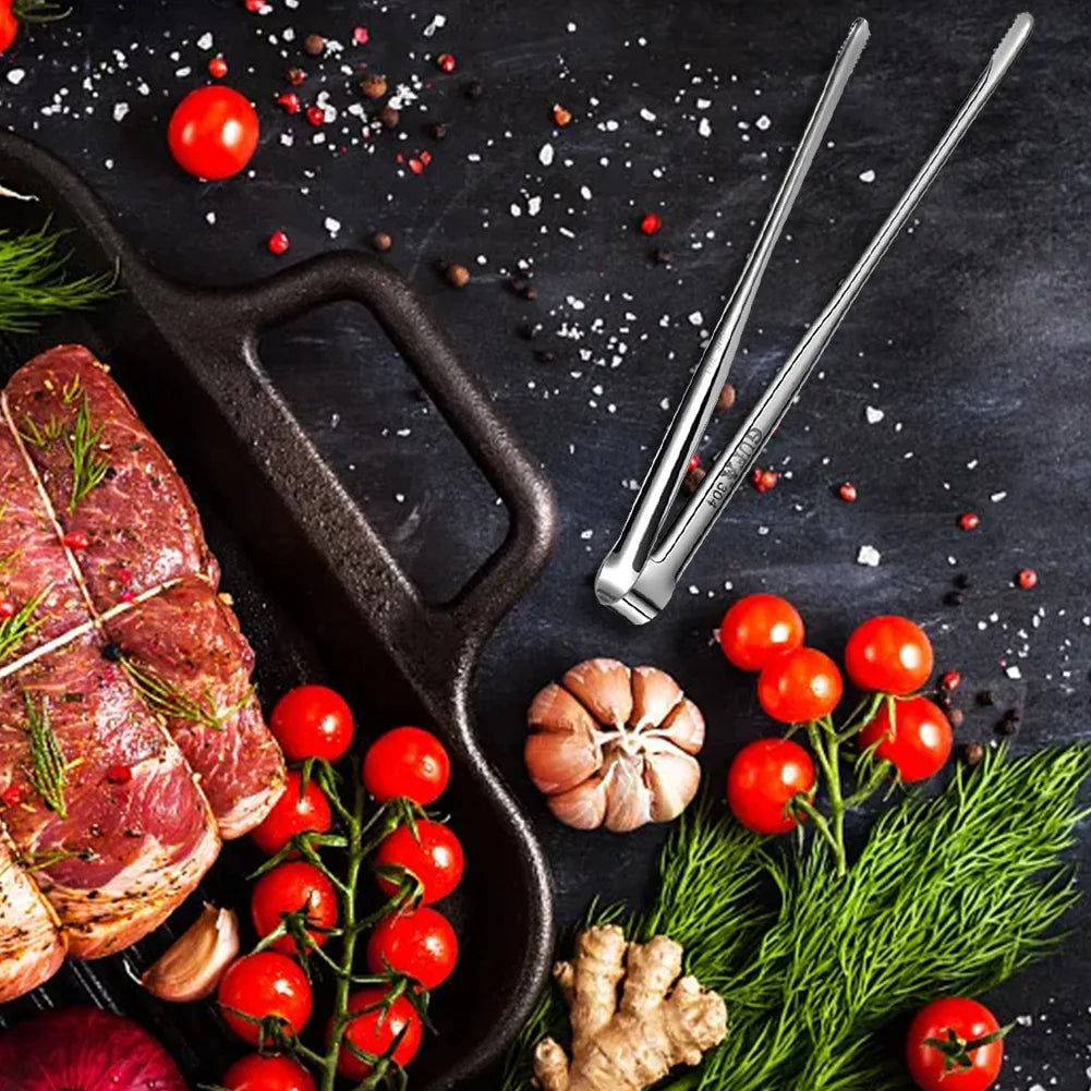 Grill Tongs Stainless Steel Food Tongs Metal Kitchen Tweezers Cooking Utensils