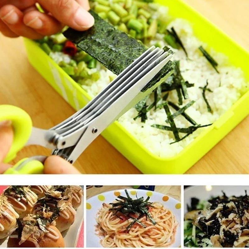 Muti-Layers Kitchen Scissors Stainless Steel Vegetable Cutter Scallion Herb Laver Spices