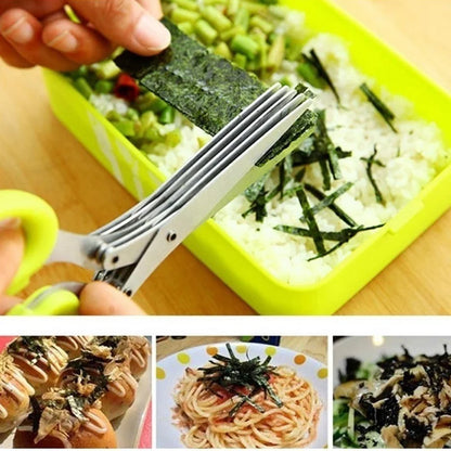 Muti-Layers Kitchen Scissors Stainless Steel Vegetable Cutter Scallion Herb Laver Spices