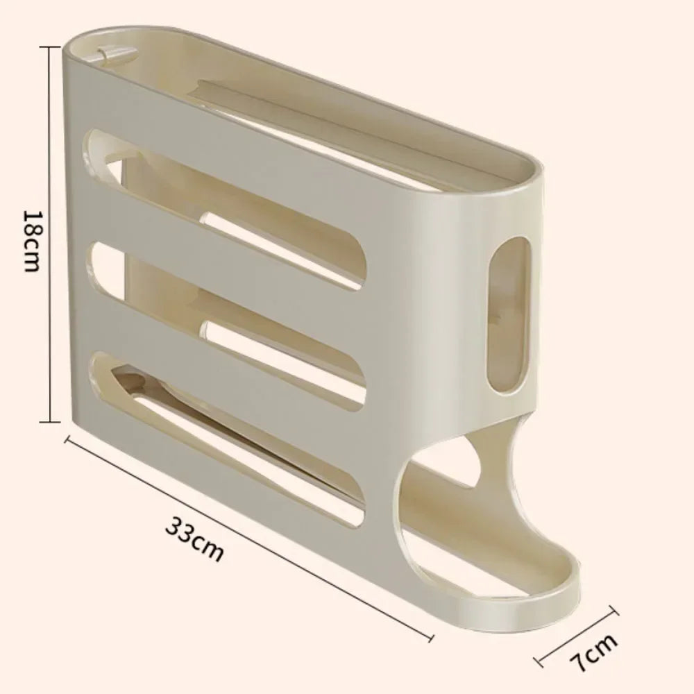 4 Layers Automatic Rolling Egg Holder Rack Fridge Egg Storage Box Container