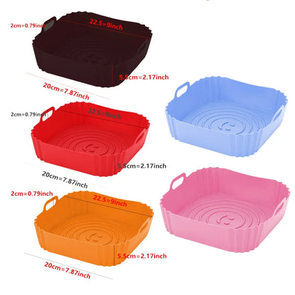 Reusable Airfryer Pan Liner Accessories Silicone Air Fryers Oven Baking Tray Pizza Chicken