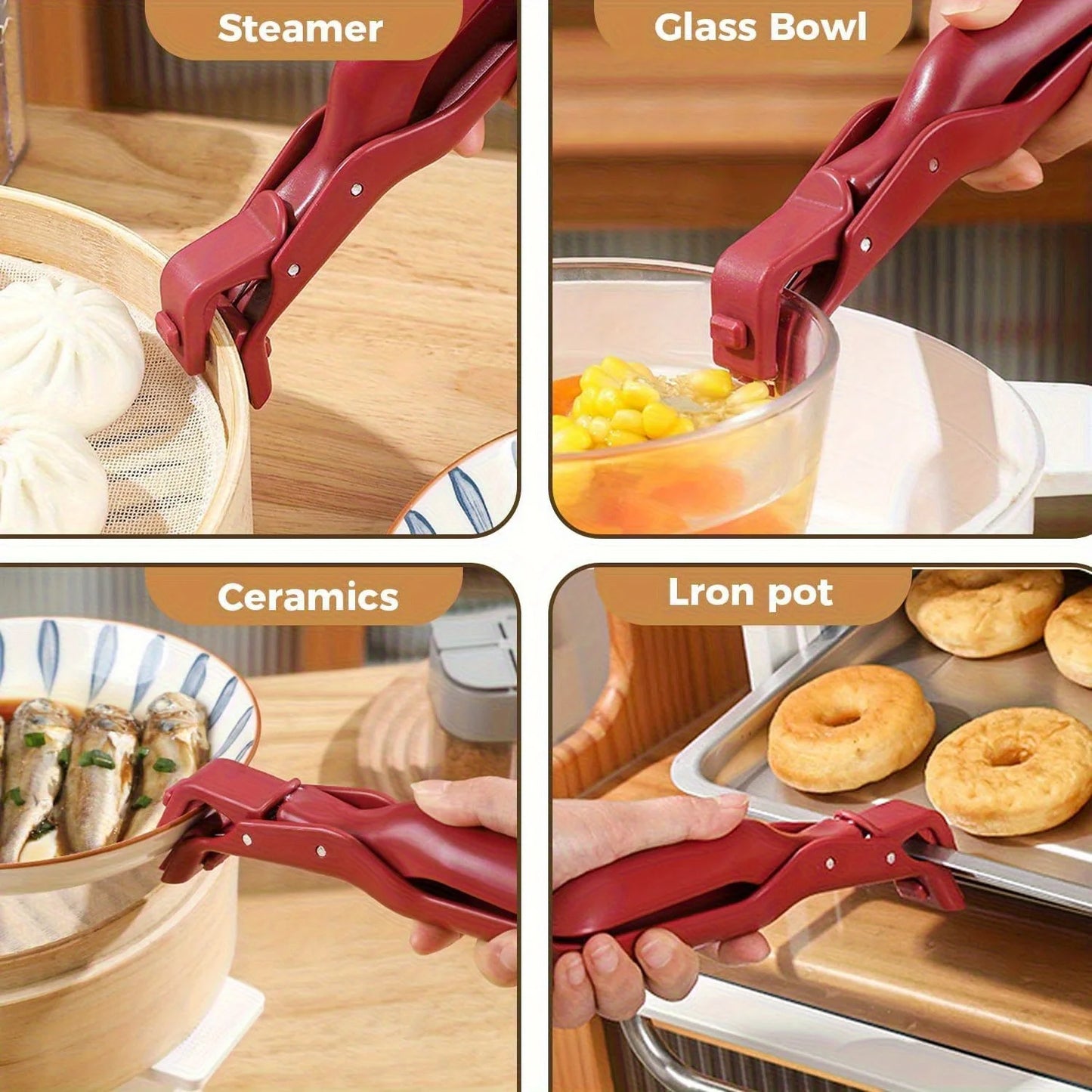 2/1Pcs Anti-Scald Clips Hot Dish Plate Gripper Kitchen Non-slip Bowls Clamp Holder