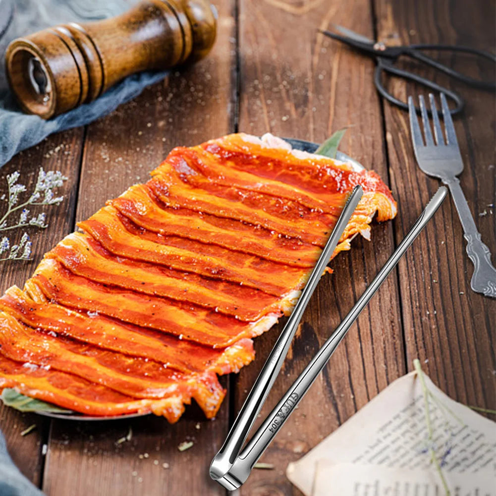 Grill Tongs Stainless Steel Food Tongs Metal Kitchen Tweezers Cooking Utensils