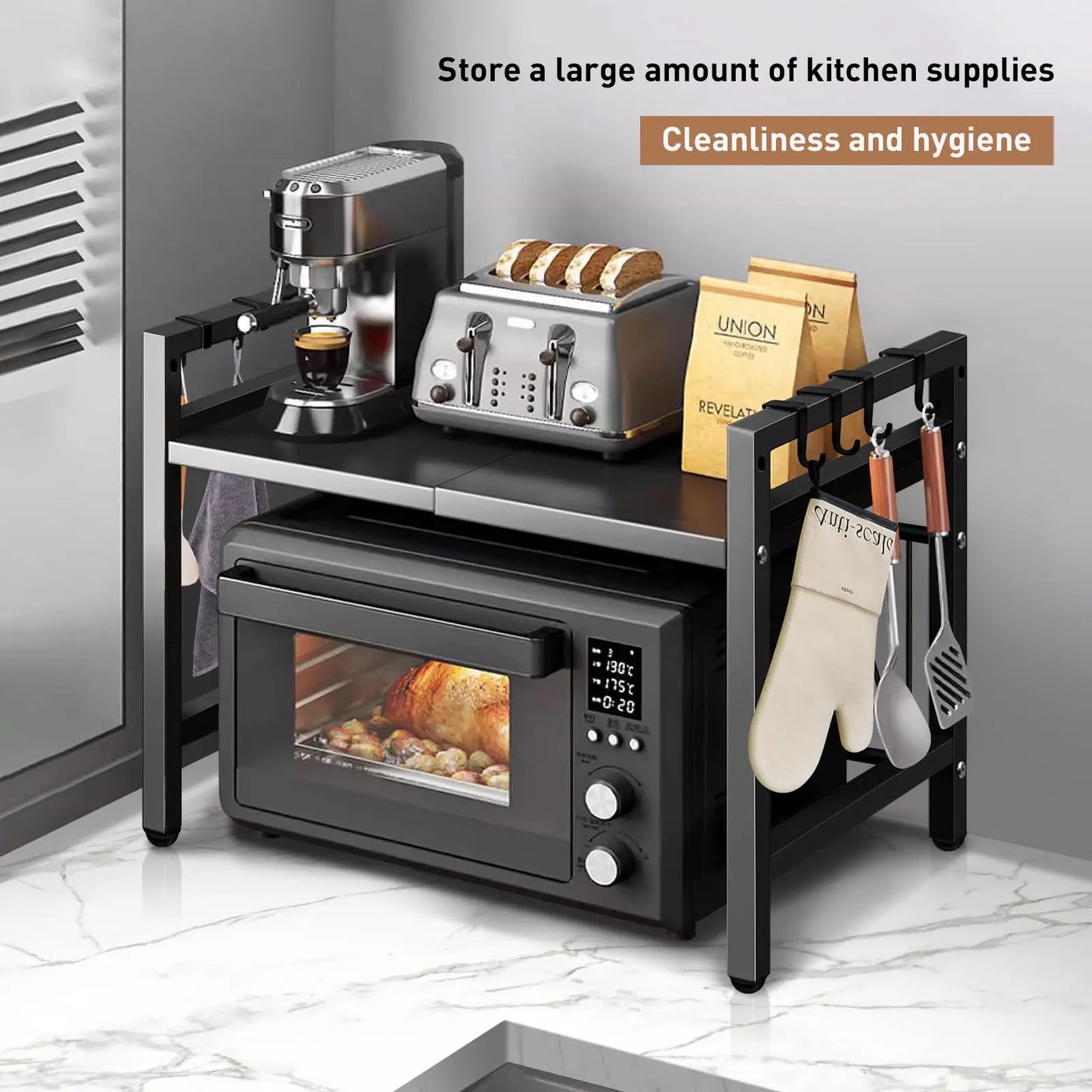 1pc Expandable 42-64cm Microwave Shelf Organizer, Moisture And Rust Proof