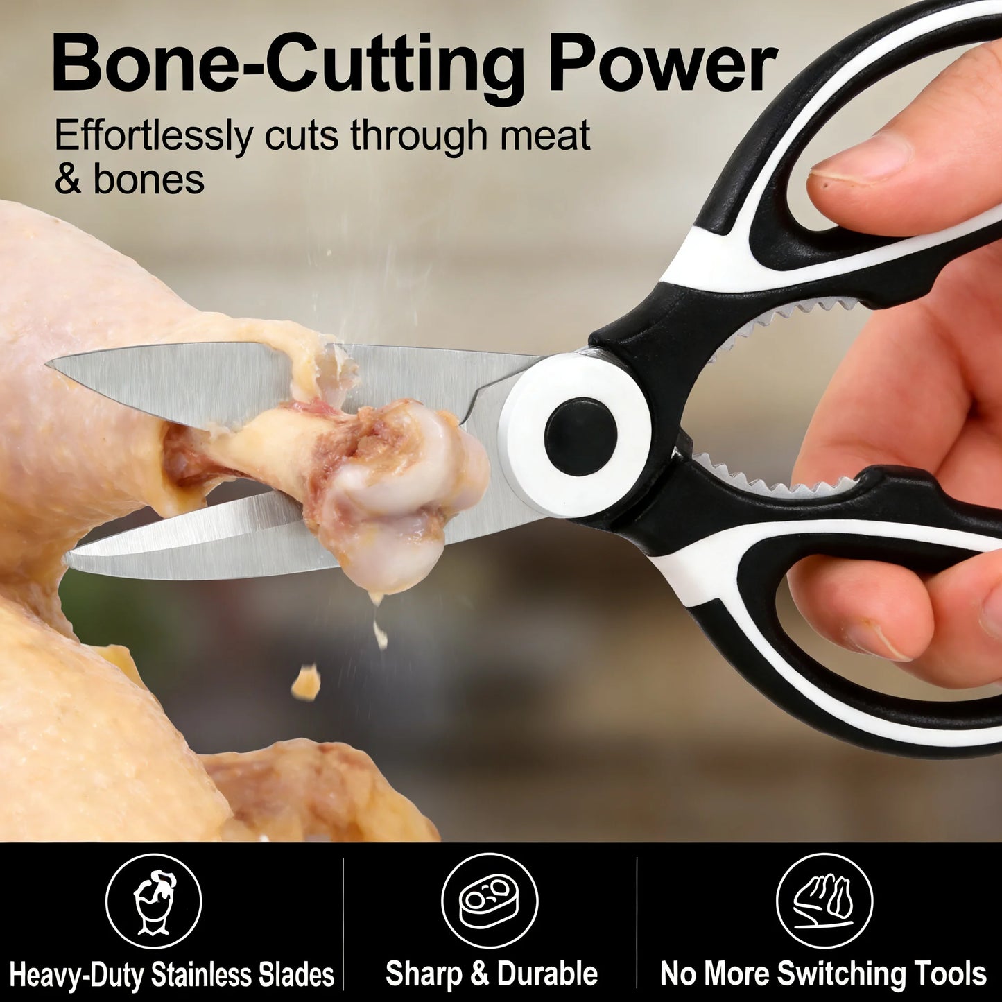 All In One Multipurpose Kitchen Scissors Heavy Duty Sharp Ergonomic Shears