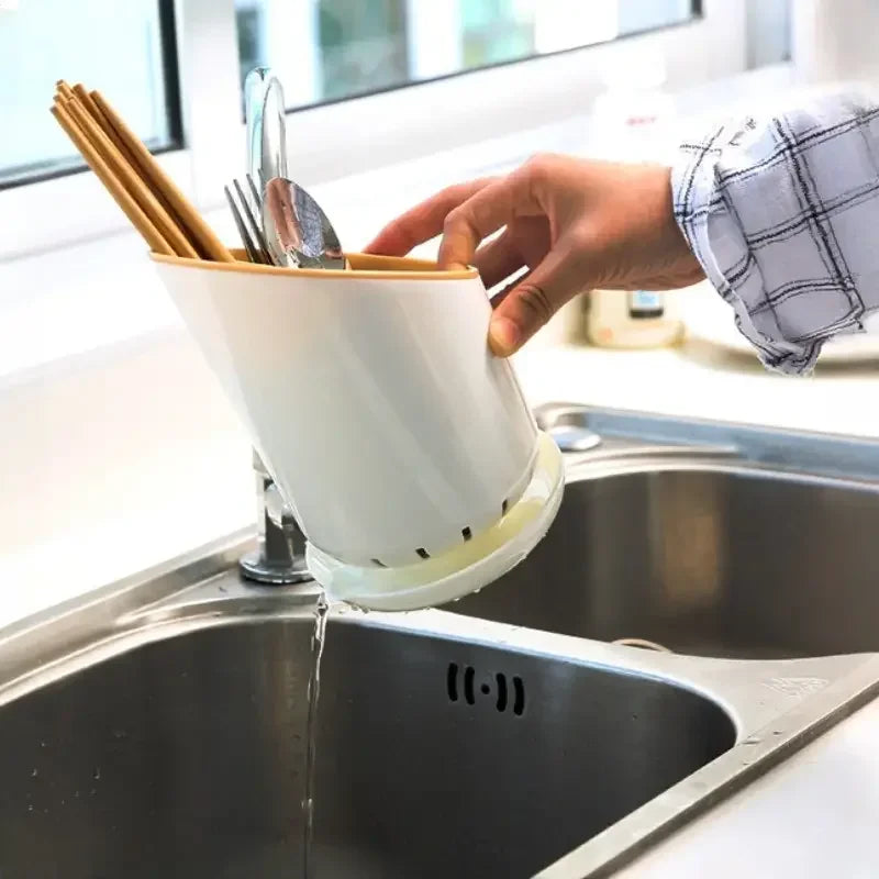1pc Cutlery Storage Holder Plastic Drainer Drain Containers Drying Rack Tableware