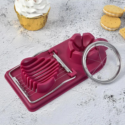 Multifunctional PP Base egg cutter 2-in-1 stainless steel wire pull egg cutter