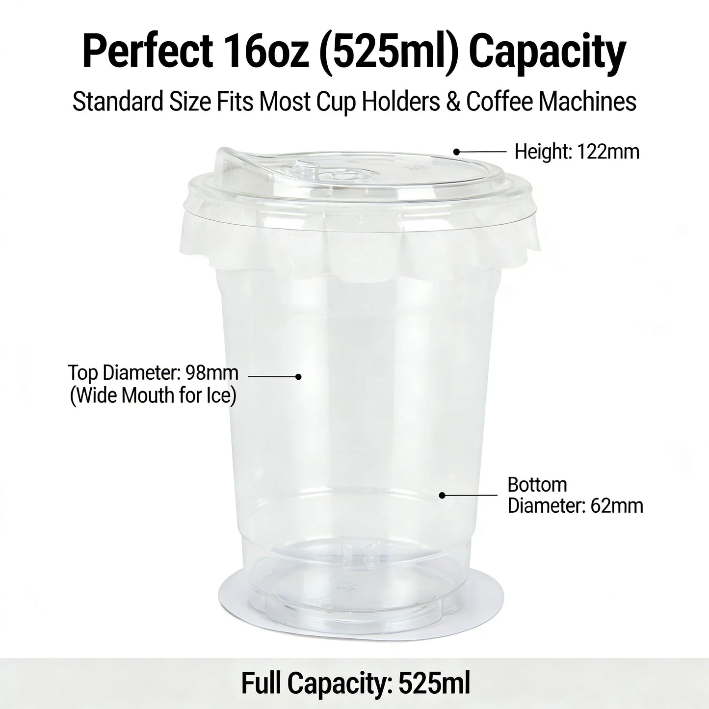 20 PCS PET Cold Drink Cups with Lids Leak-Proof Disposable Clear Plastic Cups