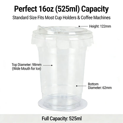 20 PCS PET Cold Drink Cups with Lids Leak-Proof Disposable Clear Plastic Cups