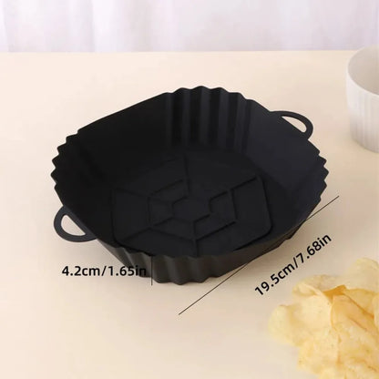 1Pc Silicone Air Fryer Pot Tray with Handle, Square Air Fryer Baking Pan, Reusable Air Fryer
