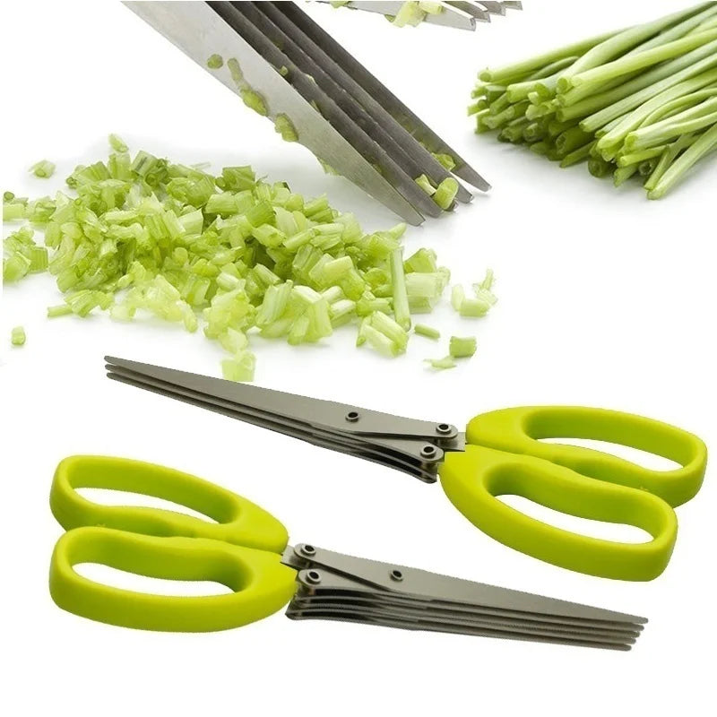 Muti-Layers Kitchen Scissors Stainless Steel Vegetable Cutter Scallion Herb Laver Spices