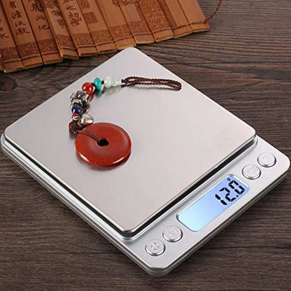 Small Digital Scale 3kg/0.1g Kitchen Food Scale with Blue Backlit LCD Display