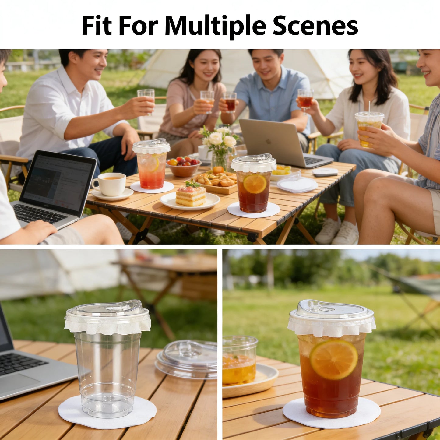 20 PCS PET Cold Drink Cups with Lids Leak-Proof Disposable Clear Plastic Cups