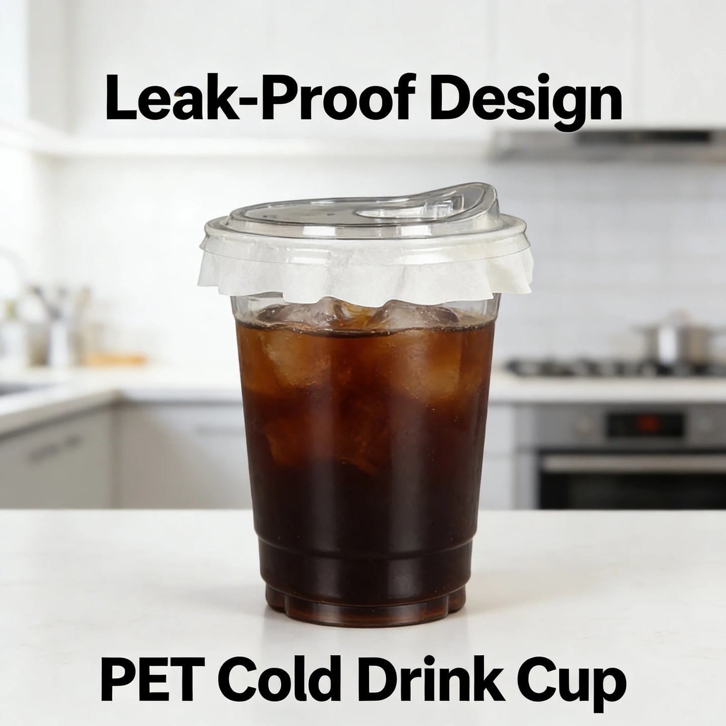 20 PCS PET Cold Drink Cups with Lids Leak-Proof Disposable Clear Plastic Cups