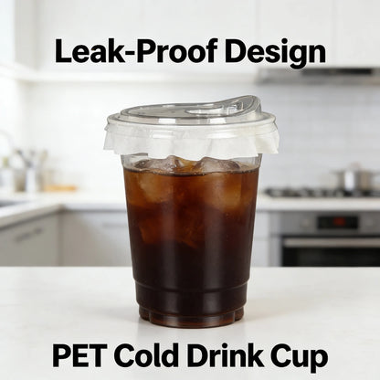 20 PCS PET Cold Drink Cups with Lids Leak-Proof Disposable Clear Plastic Cups