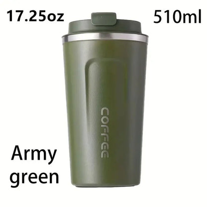 Coffee travel cup, leak proof stainless steel reusable thermos, matte surface