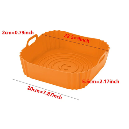 Reusable Airfryer Pan Liner Accessories Silicone Air Fryers Oven Baking Tray Pizza Chicken