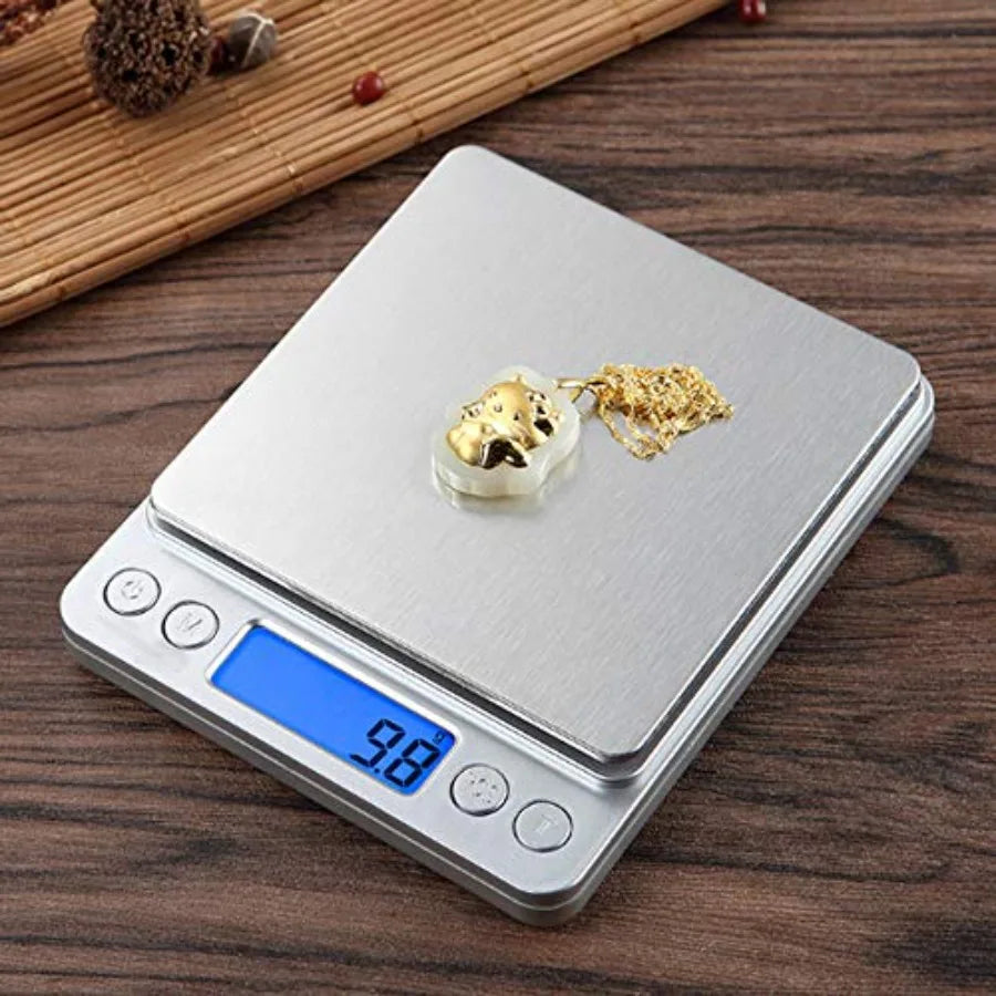 Small Digital Scale 3kg/0.1g Kitchen Food Scale with Blue Backlit LCD Display