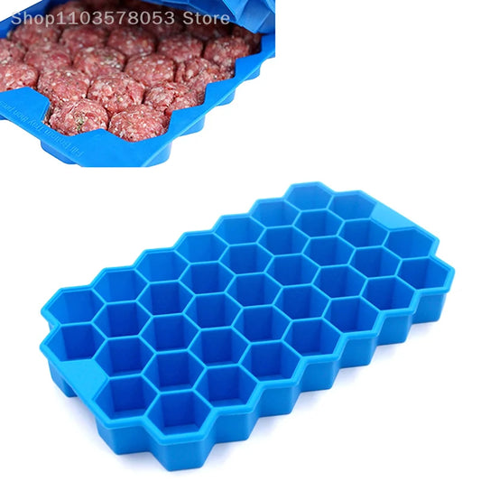 37 Grids Silicone Meatball Mold With Lid Honeycomb Rice Ball Maker Fish Balls Beef