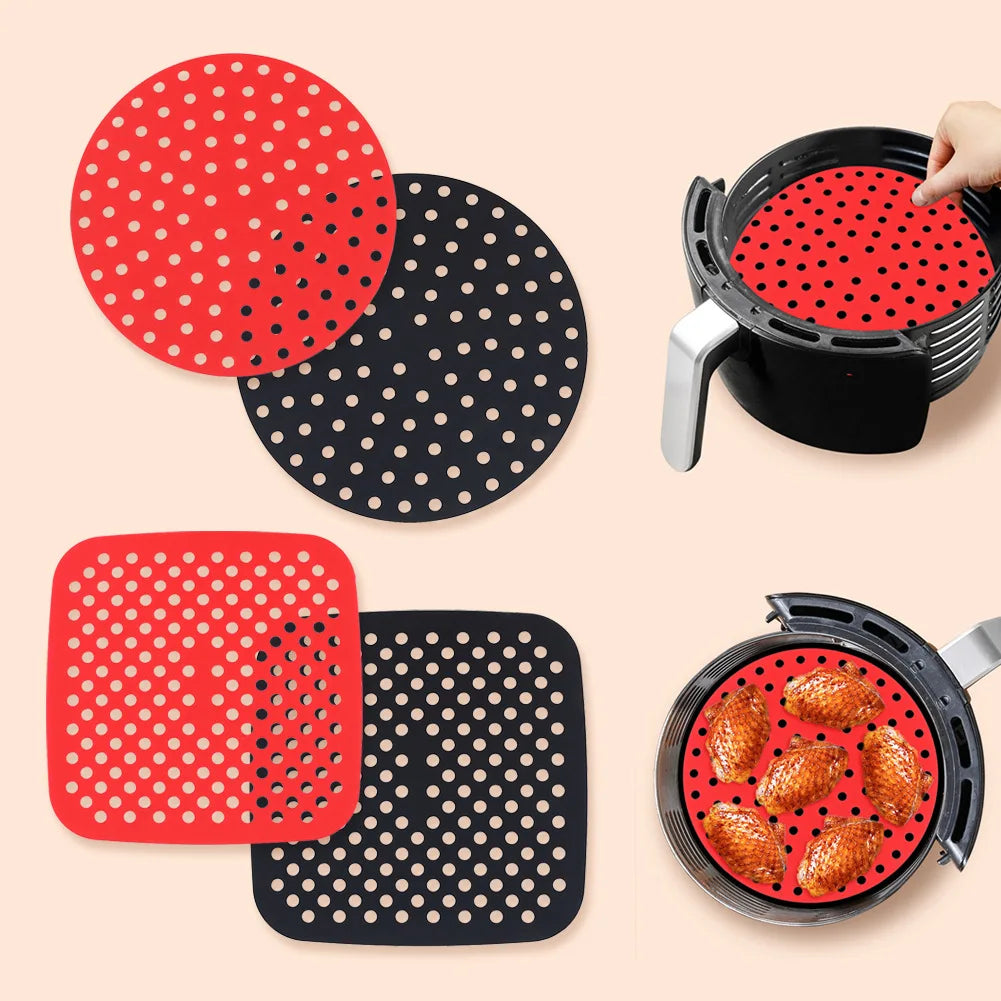Reusable Silicone Air Fryer Mat Kitchen Non-stick Baking Pad Baking Inner Liner Cooking Bake