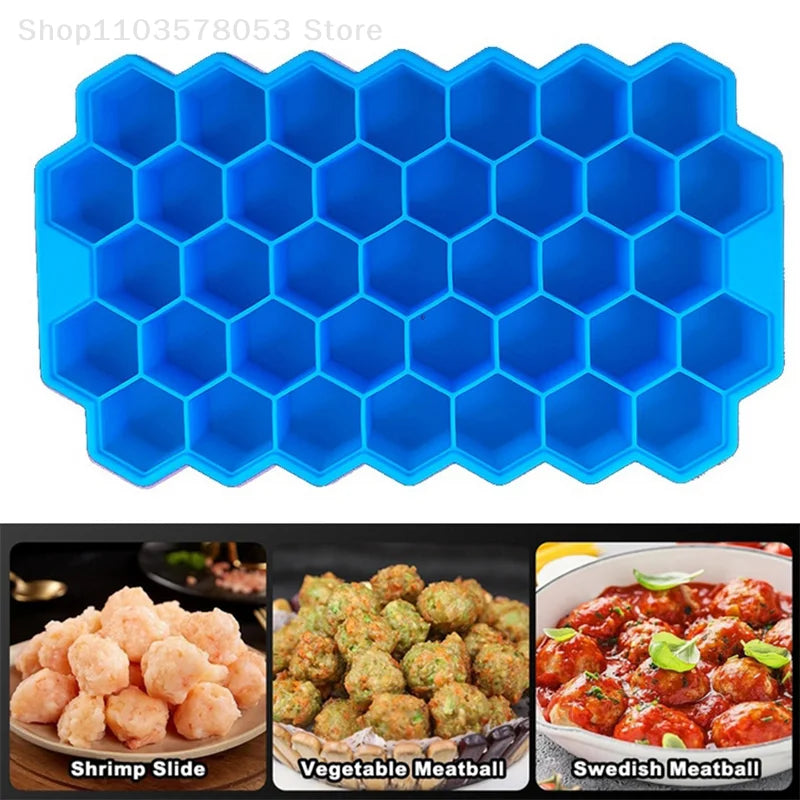 37 Grids Silicone Meatball Mold With Lid Honeycomb Rice Ball Maker Fish Balls Beef