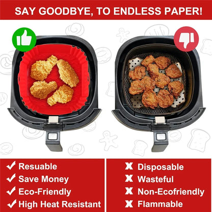 Reusable Airfryer Pan Liner Accessories Silicone Air Fryers Oven Baking Tray Pizza Chicken