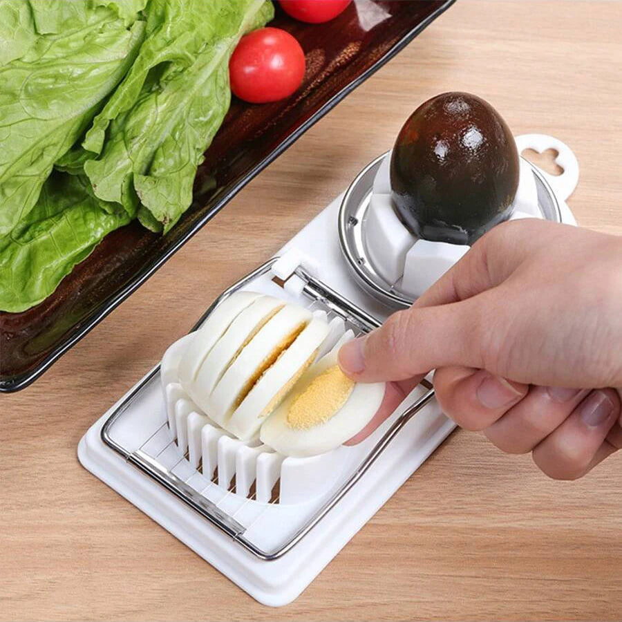 Multifunctional PP Base egg cutter 2-in-1 stainless steel wire pull egg cutter