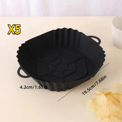 1Pc Silicone Air Fryer Pot Tray with Handle, Square Air Fryer Baking Pan, Reusable Air Fryer
