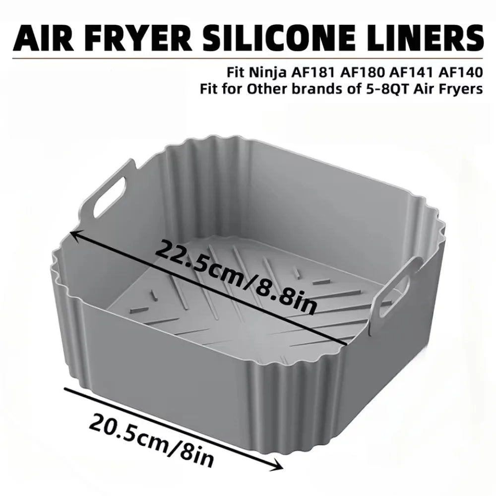 Silicone Air Fryer Liners Non-Stick Basket Reusable for Ninja AF181 AF180 AF141 AF140 Compatible