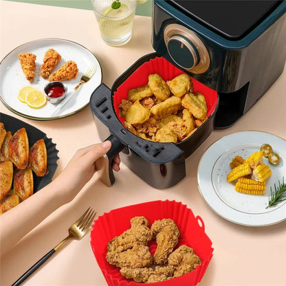 Reusable Airfryer Pan Liner Accessories Silicone Air Fryers Oven Baking Tray Pizza Chicken