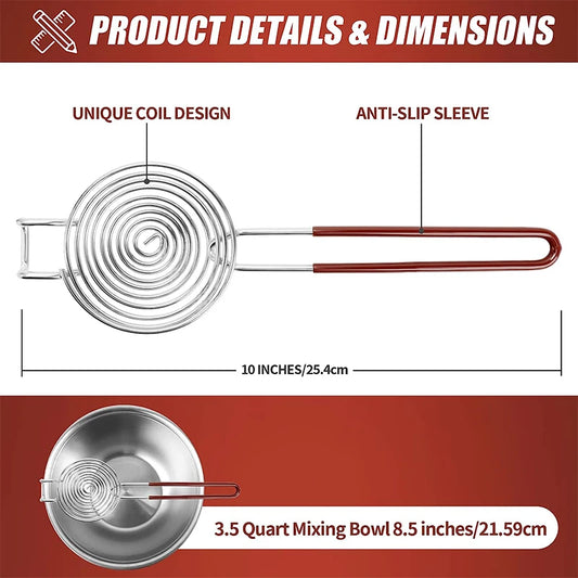 LMETJMA Egg Separator Long Handle Egg White Separator Food Grade Stainless Steel