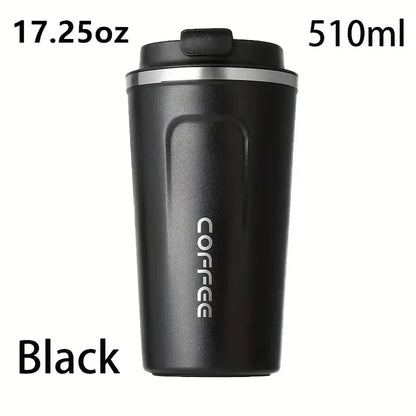 Coffee travel cup, leak proof stainless steel reusable thermos, matte surface