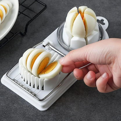 Multifunctional PP Base egg cutter 2-in-1 stainless steel wire pull egg cutter