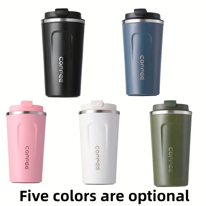 Coffee travel cup, leak proof stainless steel reusable thermos, matte surface