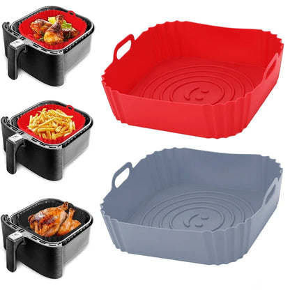 Reusable Airfryer Pan Liner Accessories Silicone Air Fryers Oven Baking Tray Pizza Chicken