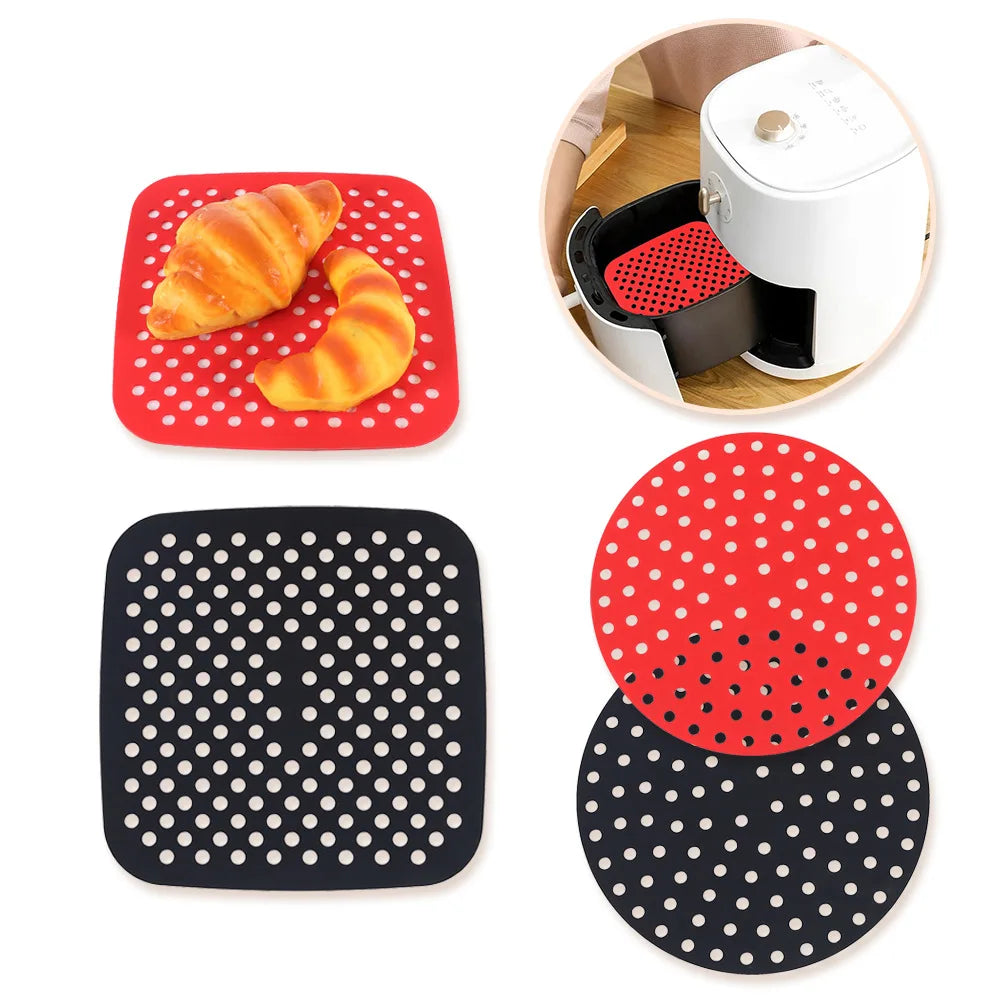 Reusable Silicone Air Fryer Mat Kitchen Non-stick Baking Pad Baking Inner Liner Cooking Bake