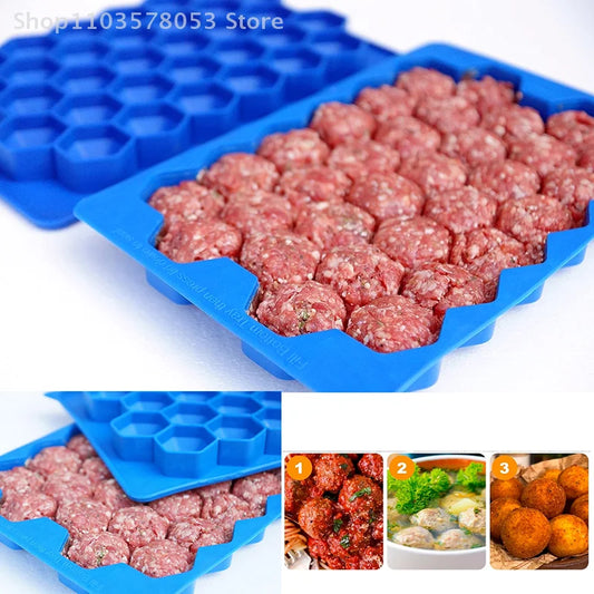 37 Grids Silicone Meatball Mold With Lid Honeycomb Rice Ball Maker Fish Balls Beef