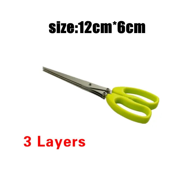Muti-Layers Kitchen Scissors Stainless Steel Vegetable Cutter Scallion Herb Laver Spices