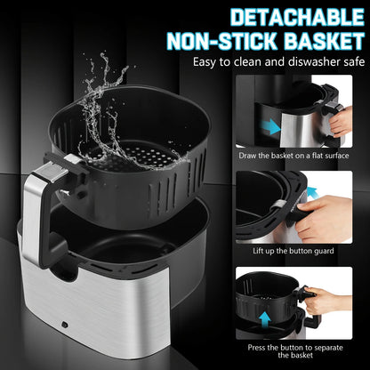 KitCook Large Air Fryer, 1500W 7QT AirFryer Cooker, Adjustable Temperature